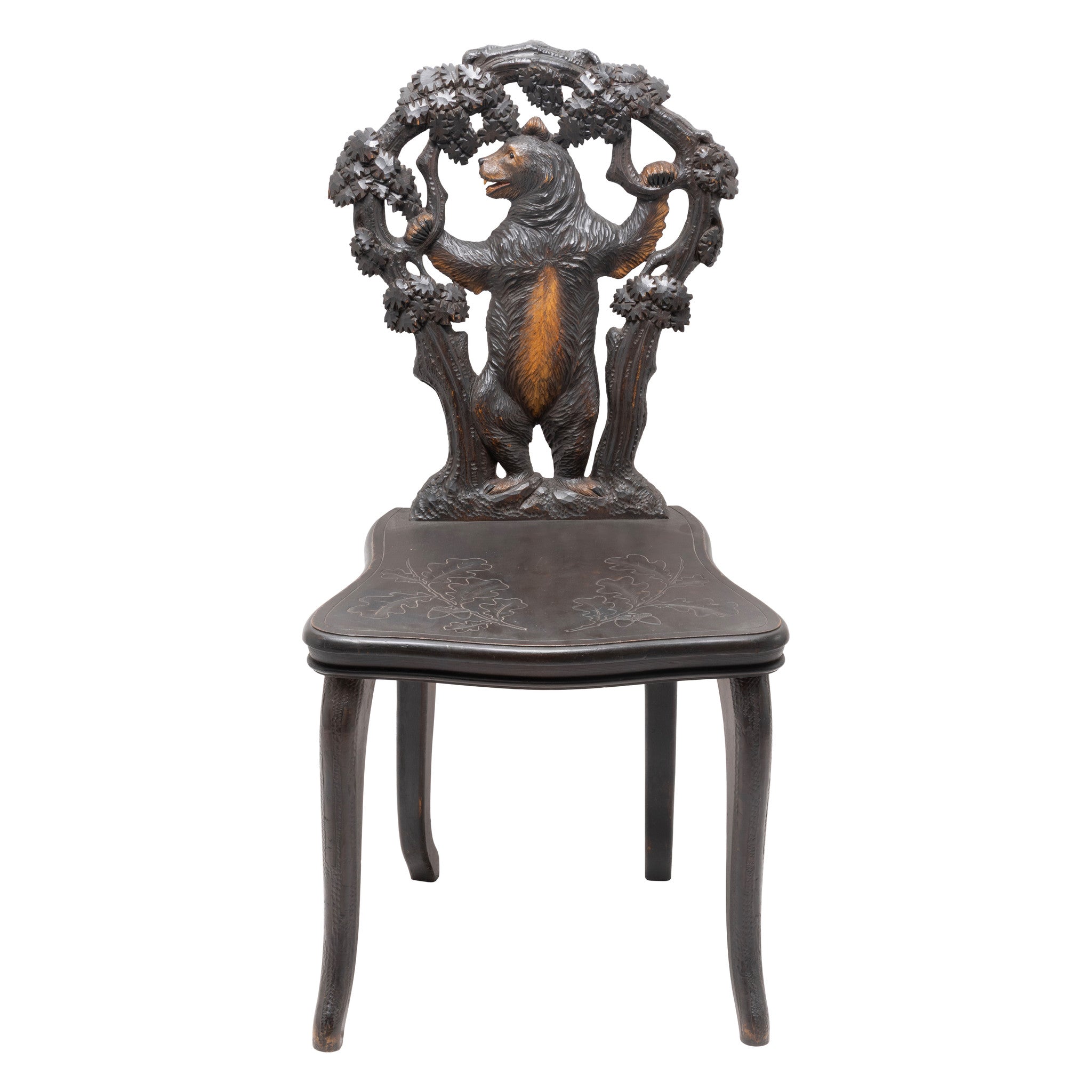 Pair of Black Forest Carved Chairs