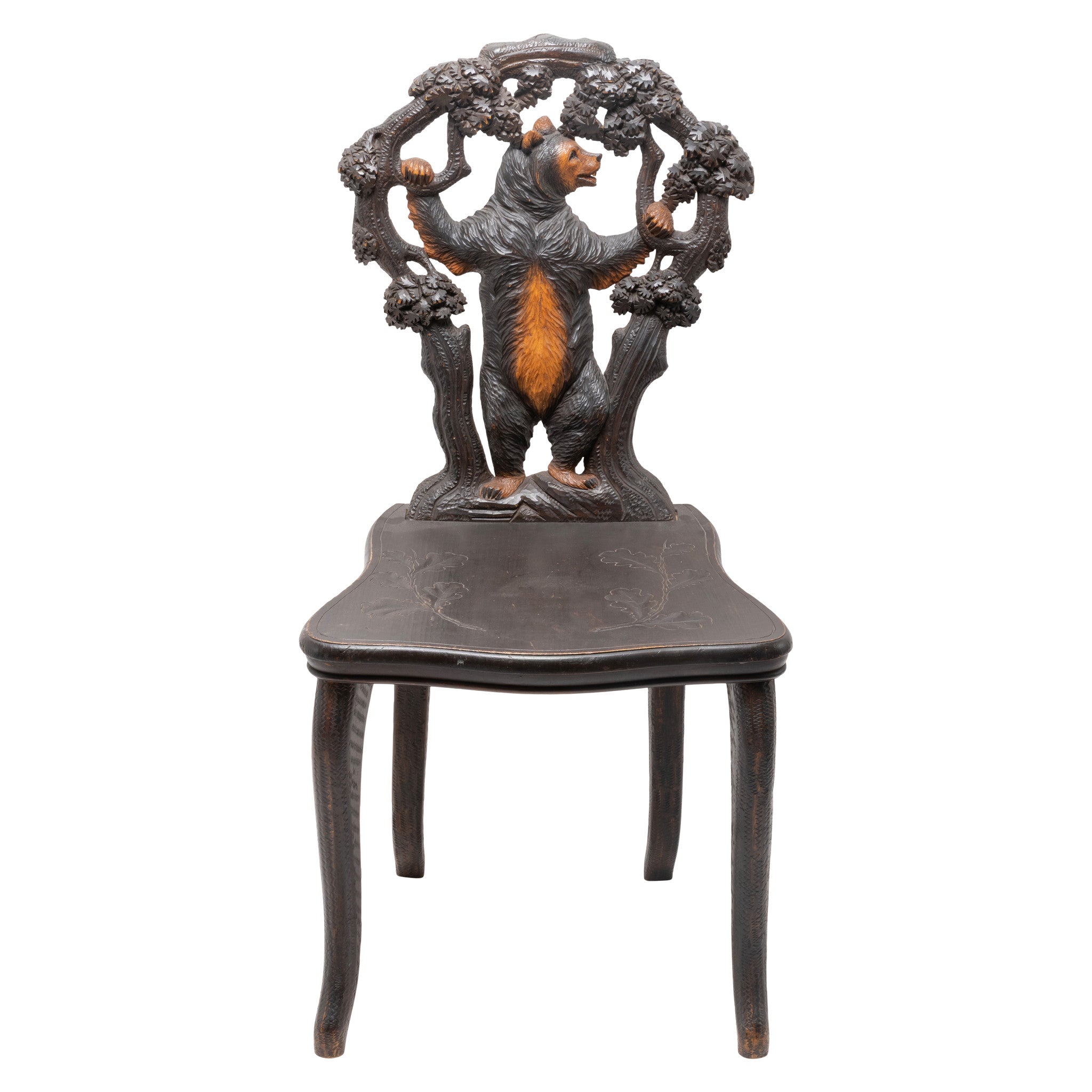 Pair of Black Forest Carved Chairs