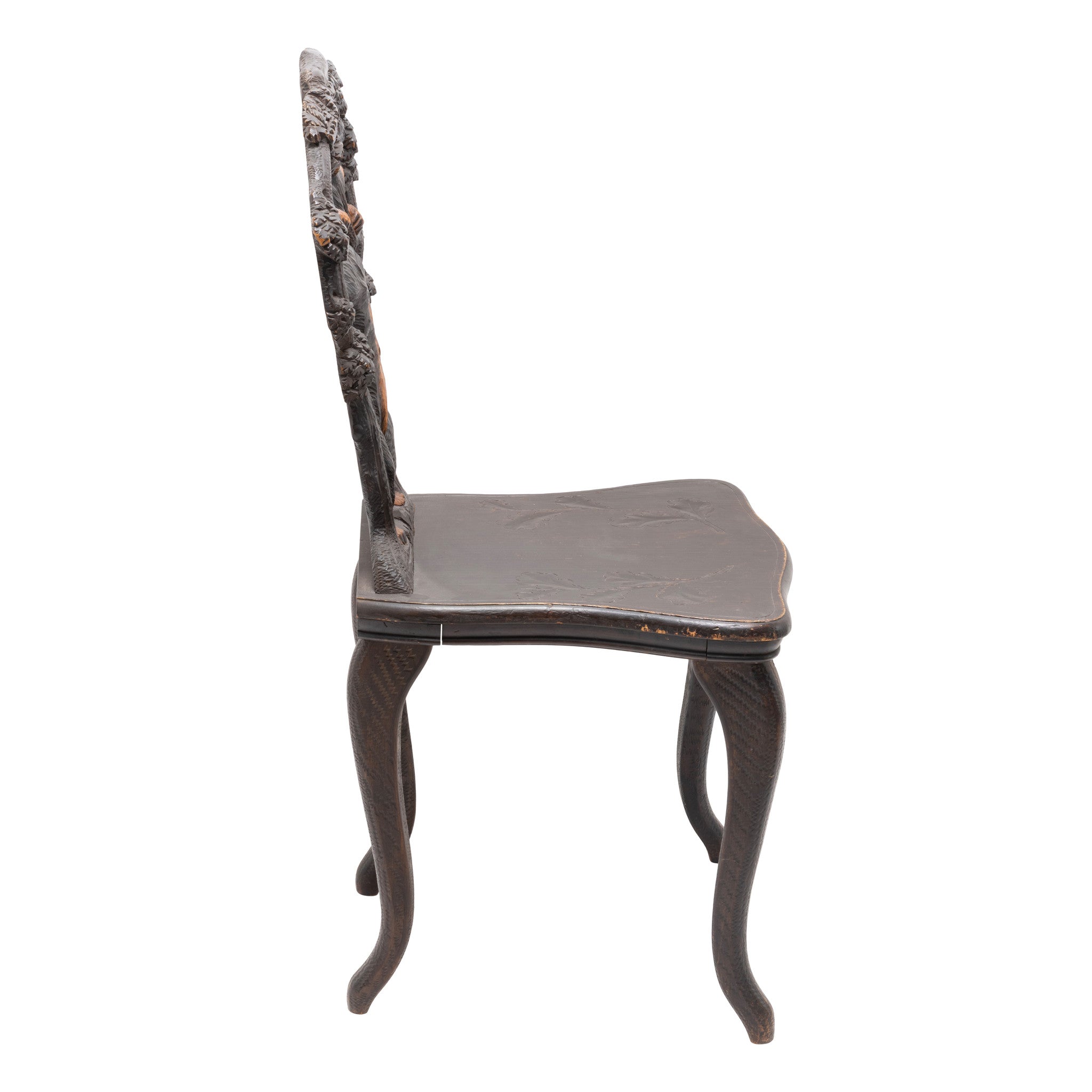Pair of Black Forest Carved Chairs