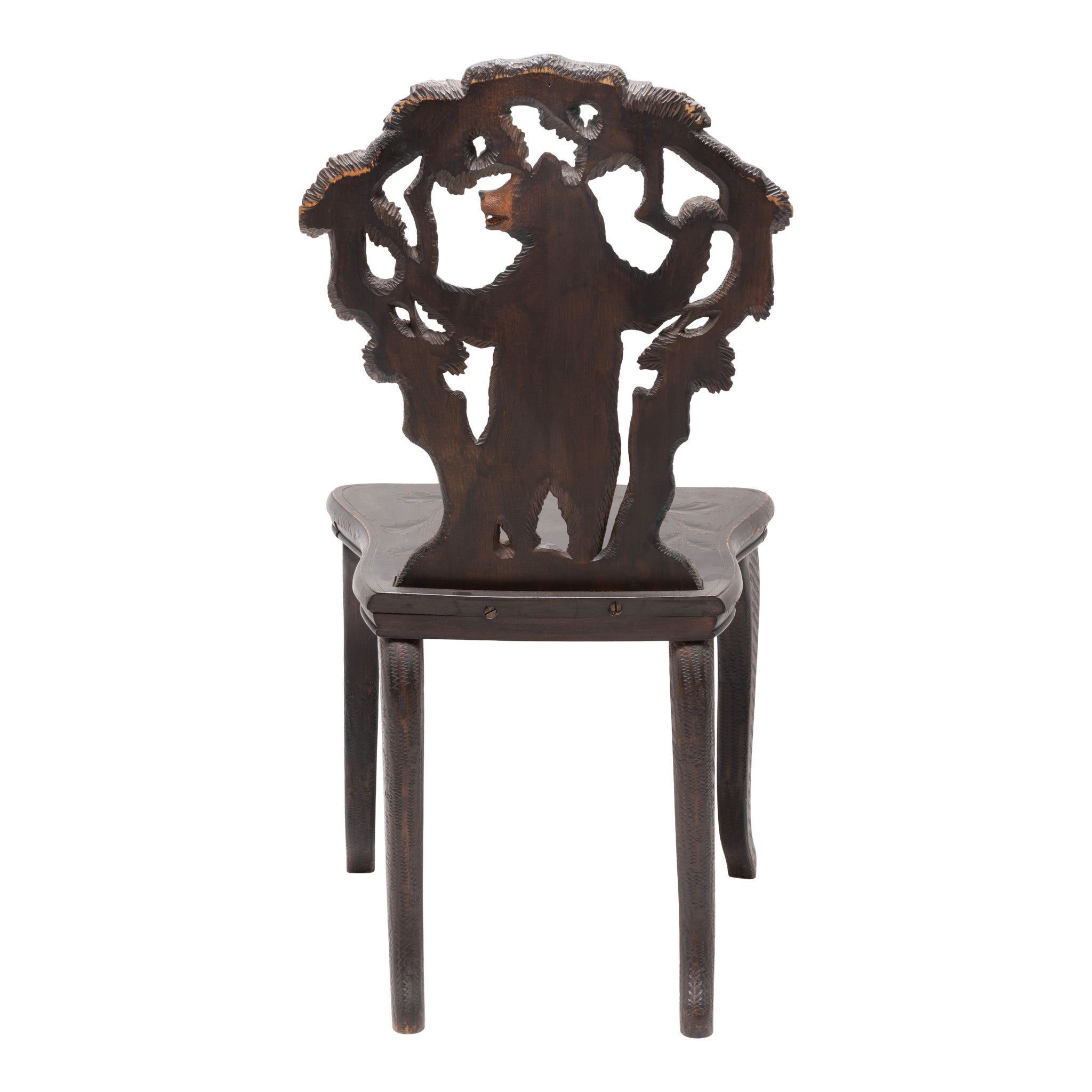 Pair of Black Forest Carved Chairs