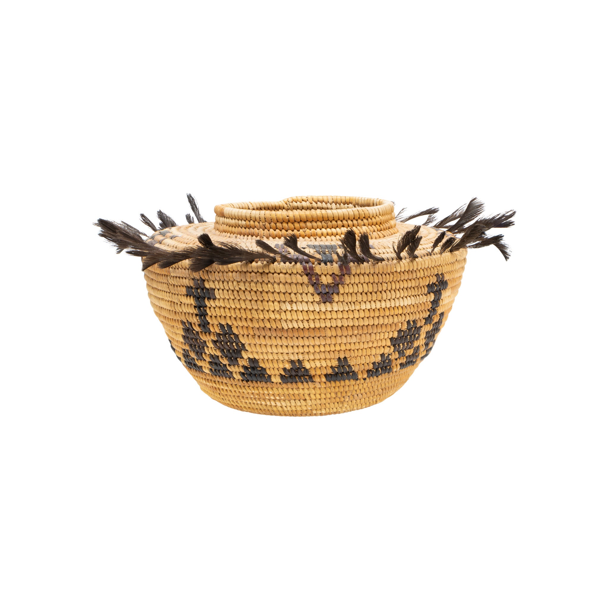 Feathered Polychrome Yokut Basket