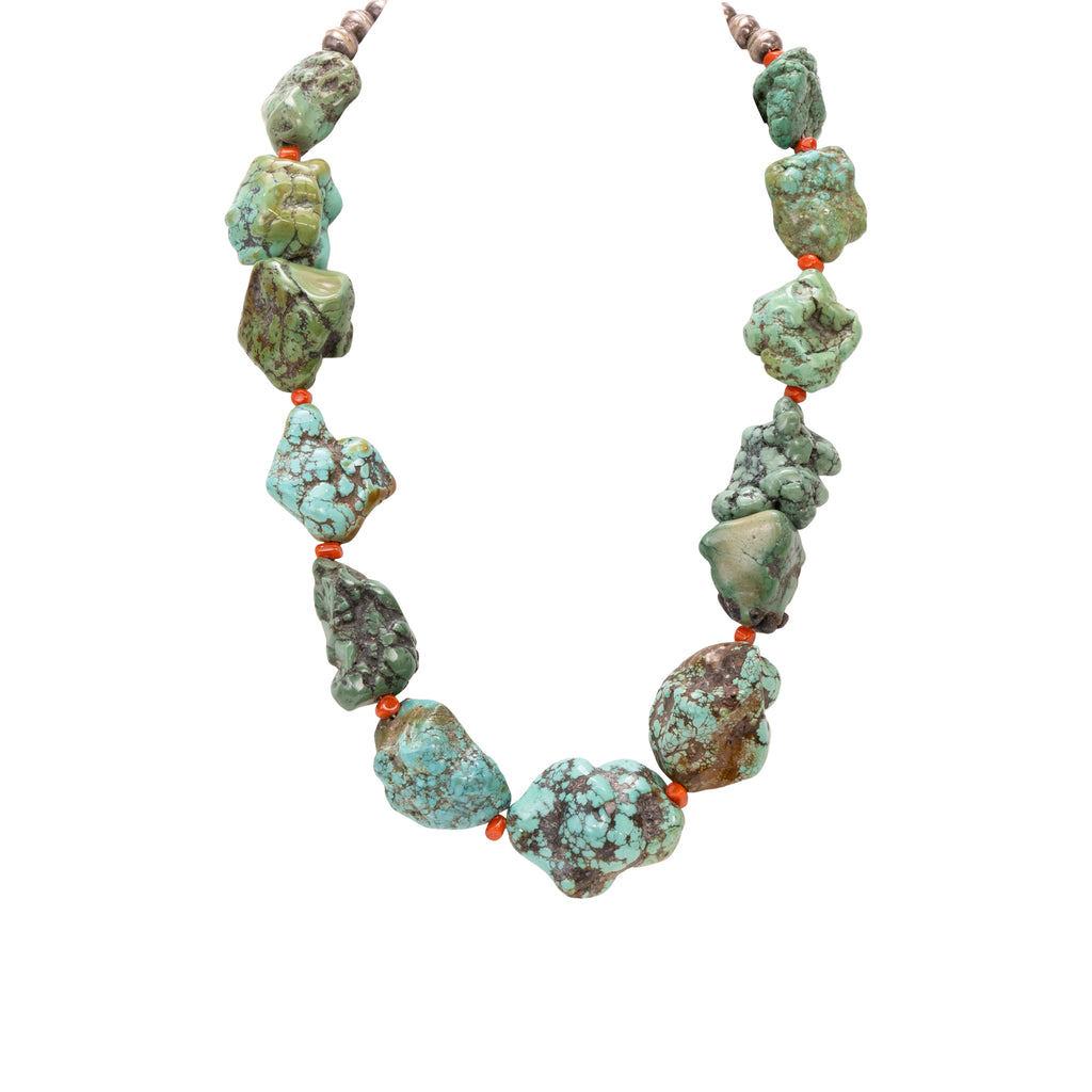 Turquoise Nugget and Coral Necklace — Cisco display picture 3