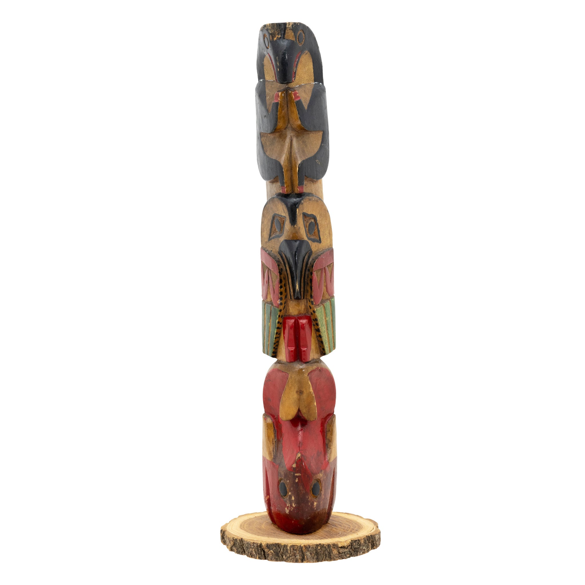 Nuu-chah-nulth Three Figure Model Totem, Native, Carving, Totem Pole