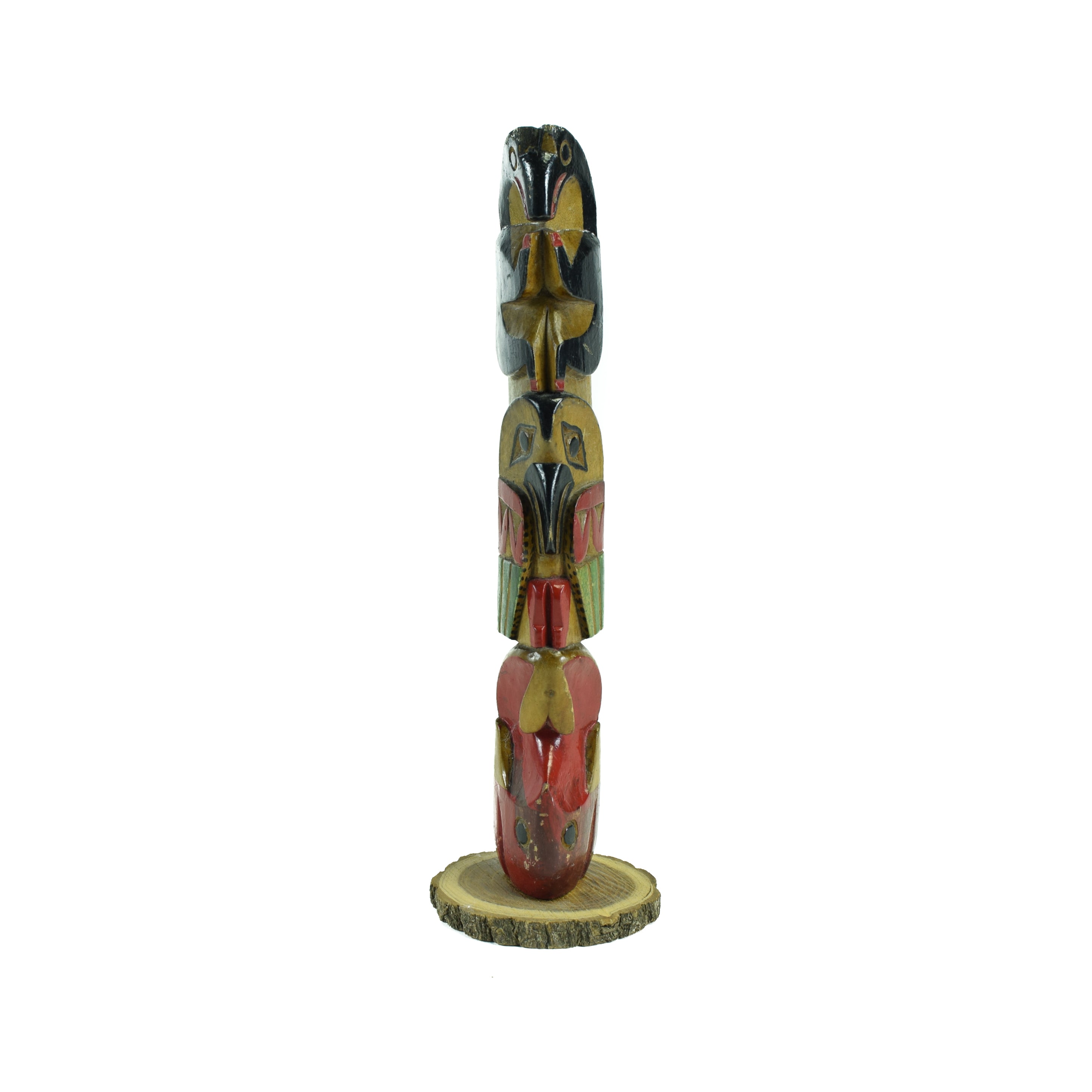 Nuu-chah-nulth Three Figure Model Totem, Native, Carving, Totem Pole