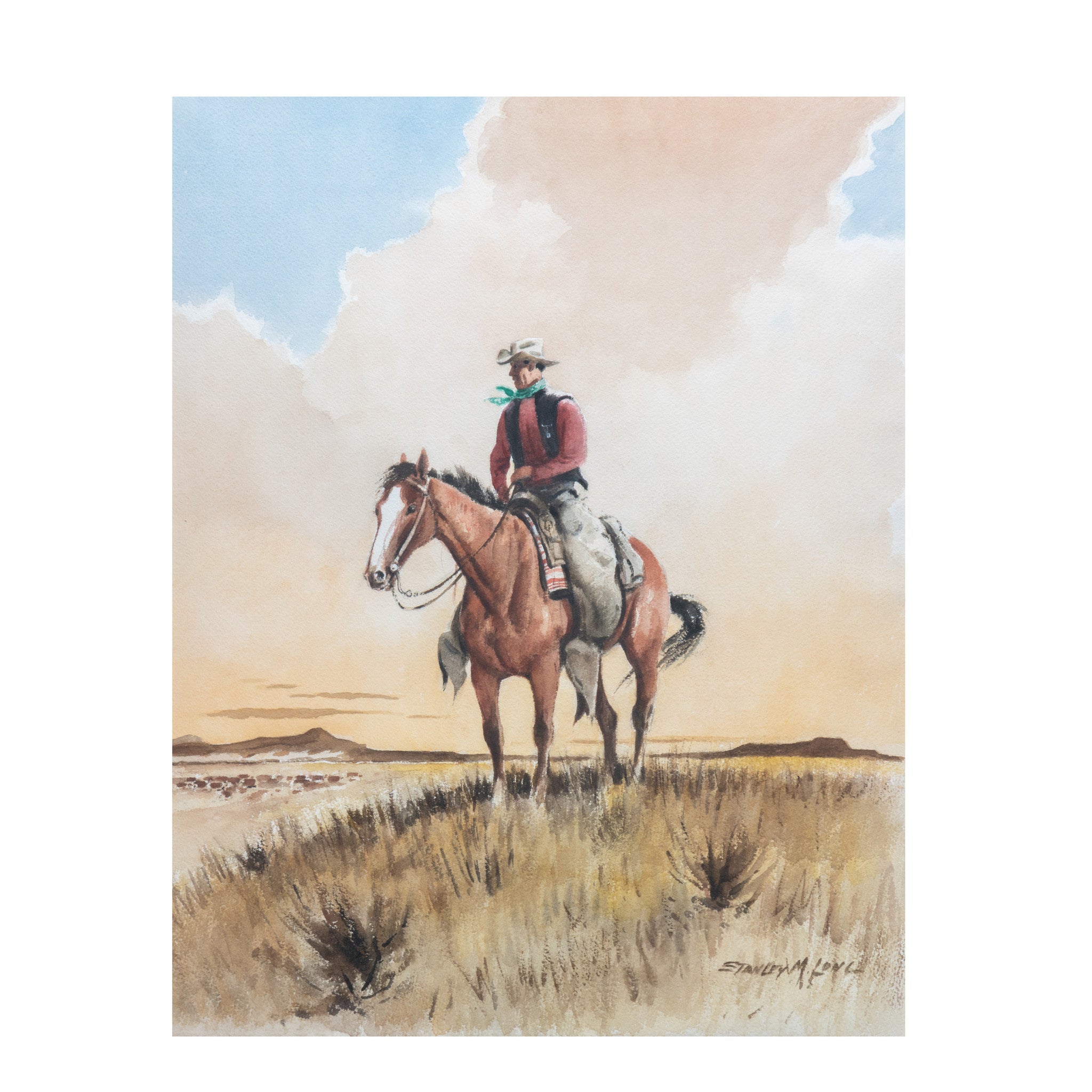 "Overlooking the Herd" by Stanley Long, Fine Art, Painting, Western