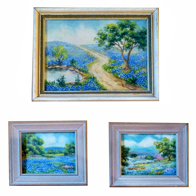 Texas Blue Bonnets by E. Moore, Fine Art, Painting, Landscape