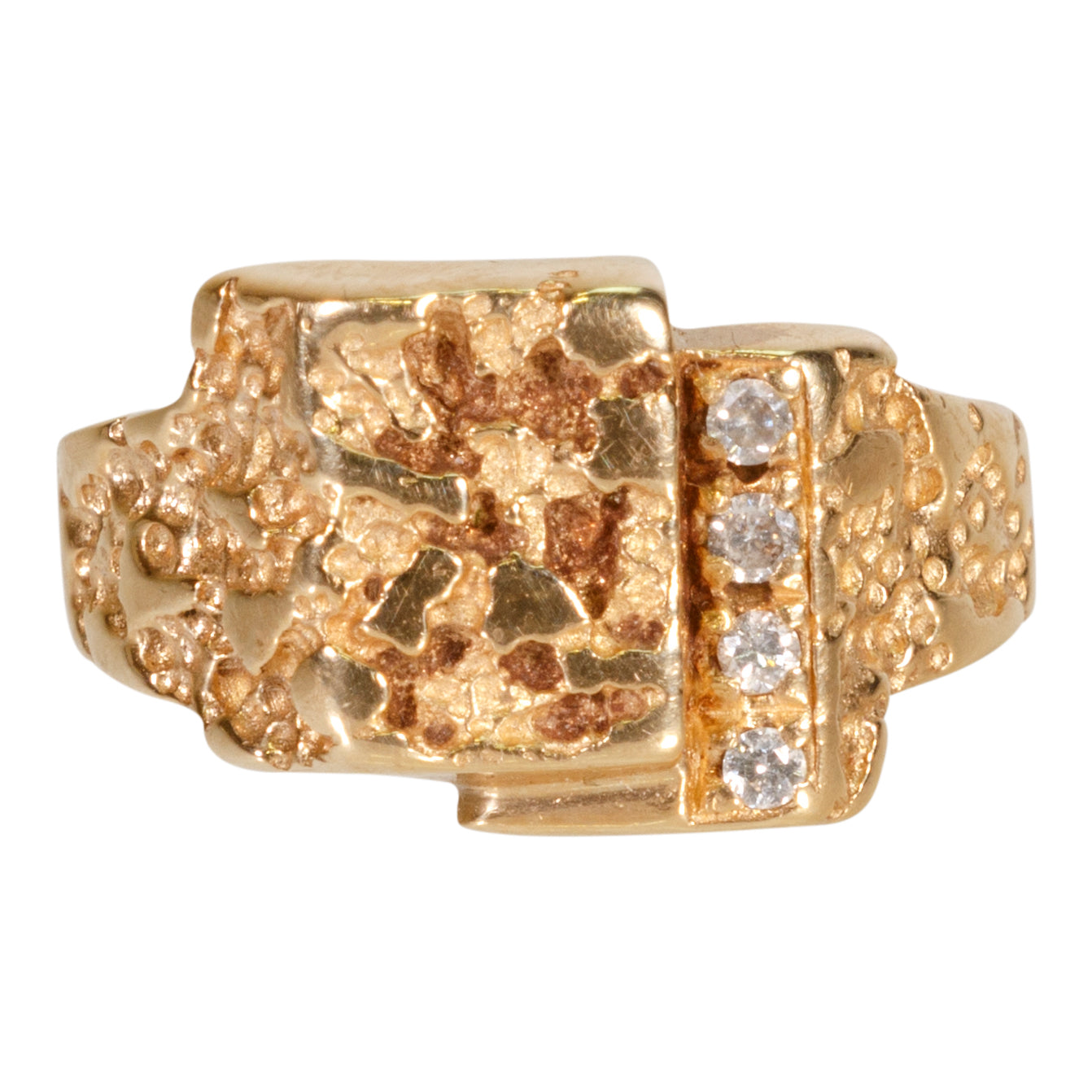 Gold Nugget and Diamond Ring