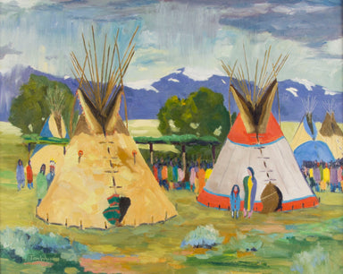 Sioux Encampment by Tom Waugh, Fine Art, Painting, Native American