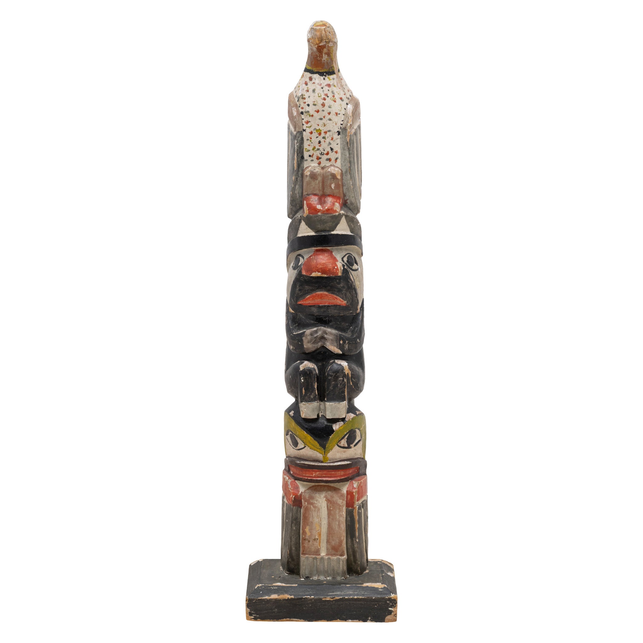 Nuu-chah-nulth 3-figure Totem by Jacob Louie, Native, Carving, Totem Pole