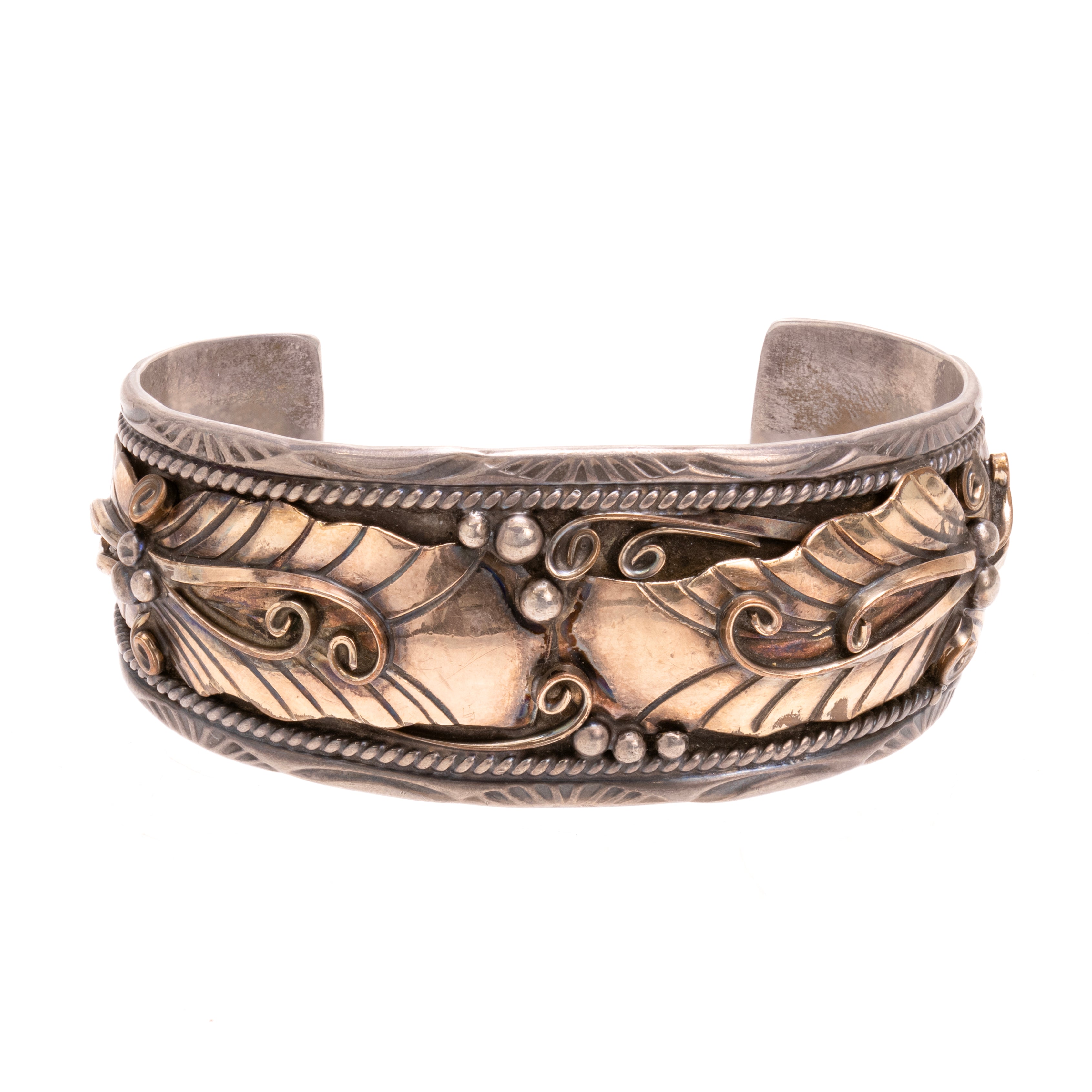 Navajo Silver and Gold Overlay Bracelet, Jewelry, Bracelet, Native