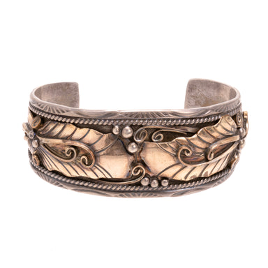 Navajo Silver and Gold Overlay Bracelet, Jewelry, Bracelet, Native