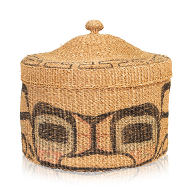 Hand-Painted Haida Basket, Native, Basketry, Vertical