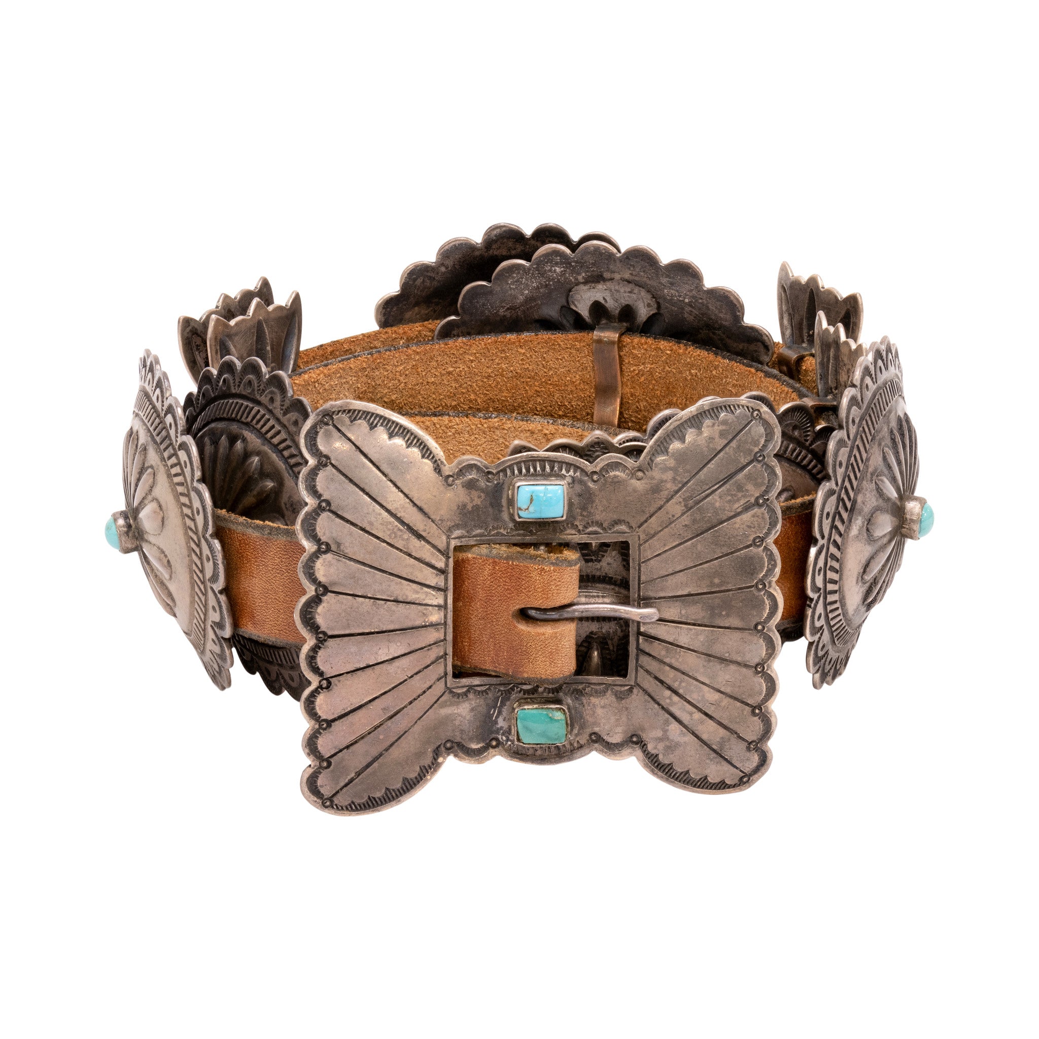 Turquoise and Sterling Concho Belt
