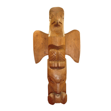 Large Cedar Eagle and Bear Totem by Dudley C. Carter, Native, Carving, Totem Pole