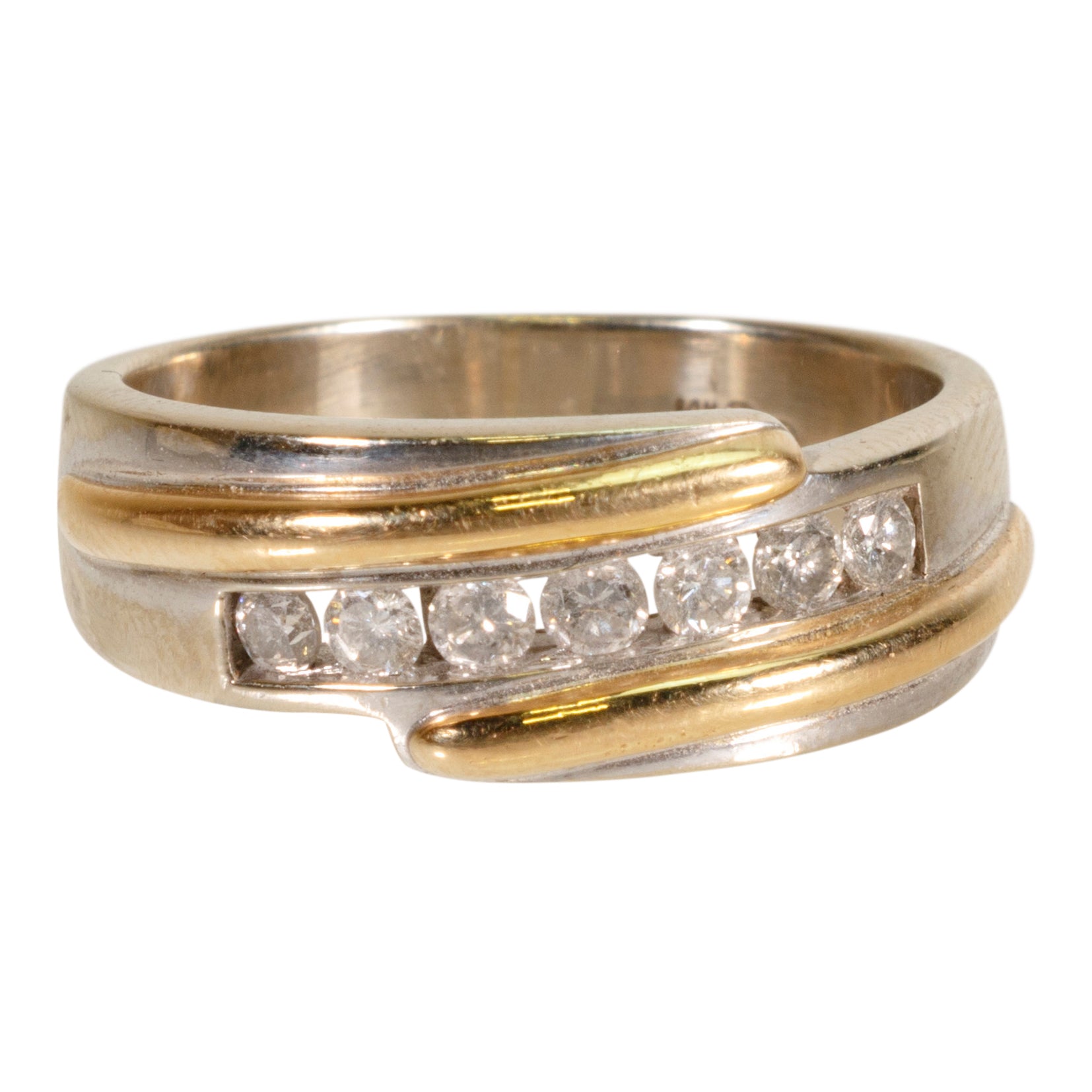 14K Two Tone Gold Diamond Ring, Jewelry, Ring, Estate