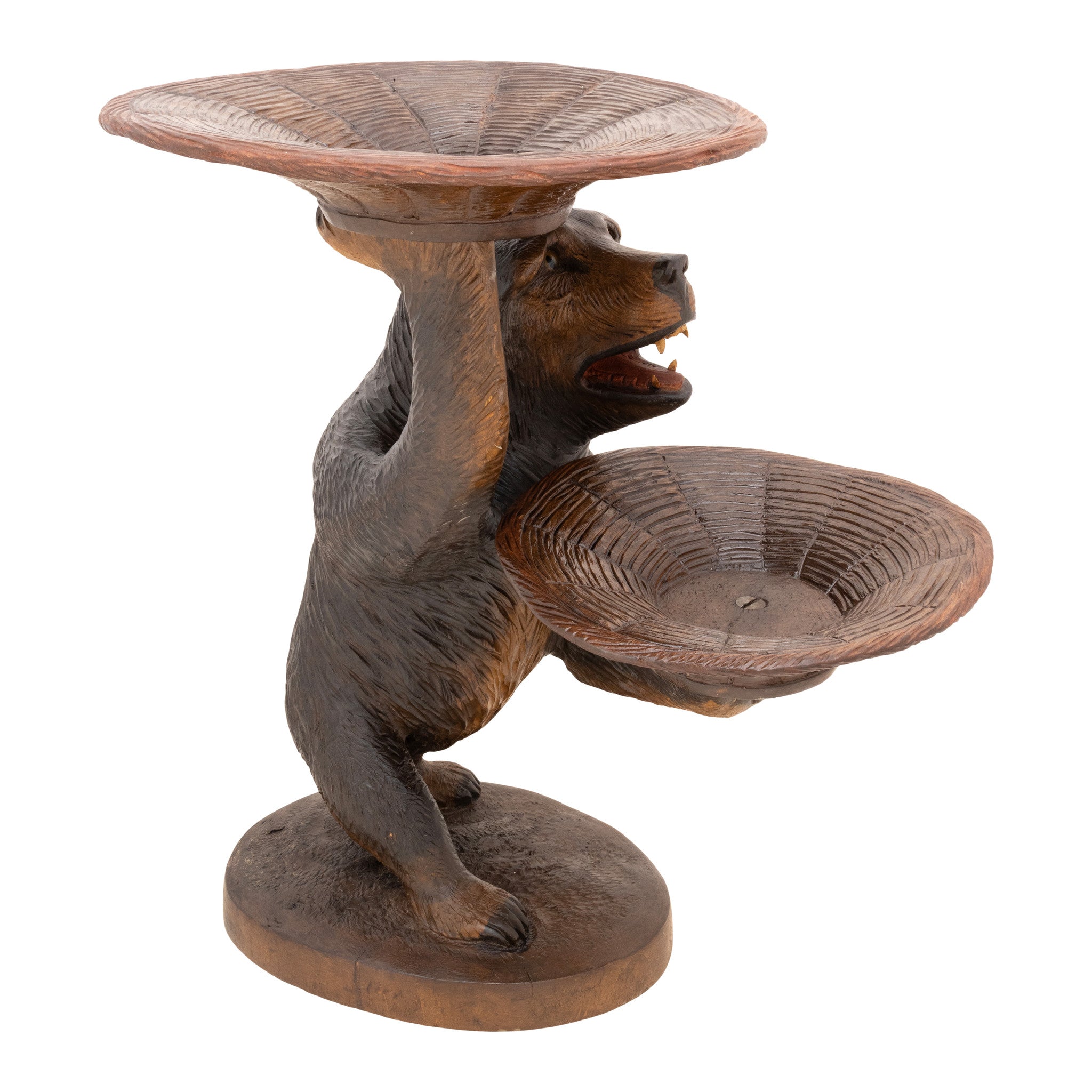Carved Bear Holding Bowls