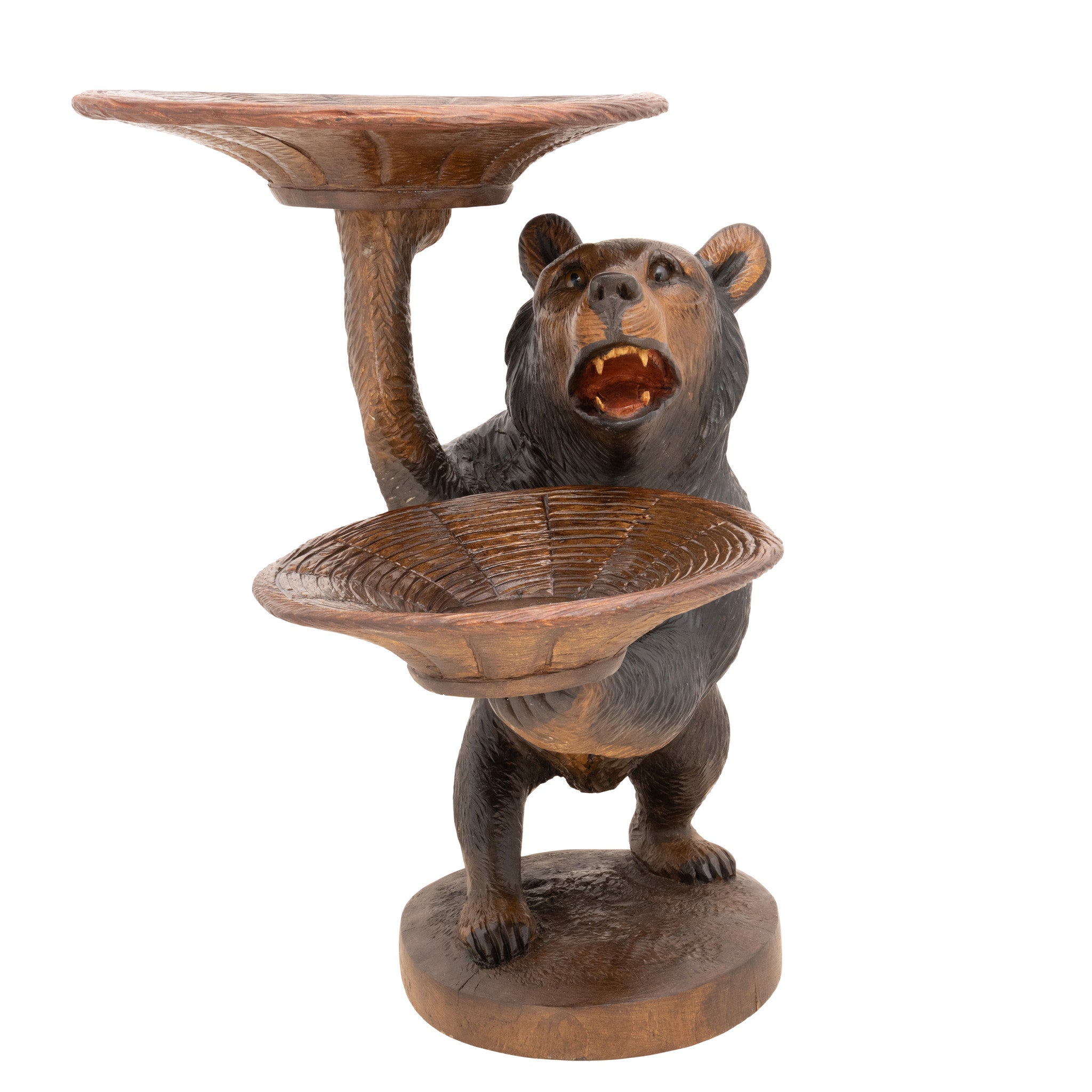 Carved Bear Holding Bowls