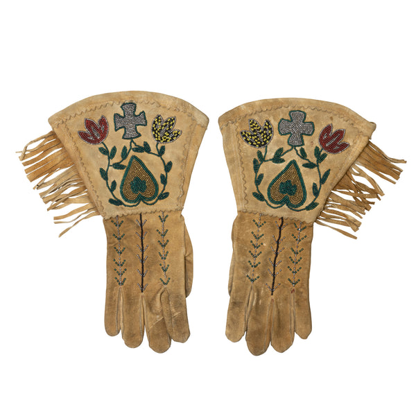 Plateau Beaded Gauntlets, Native, Garment, Gauntlets