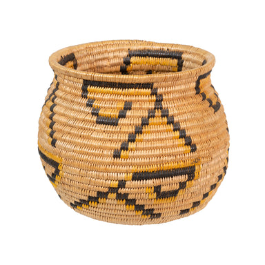 Mission Polychrome Basketry Jar, Native, Basketry, Vertical