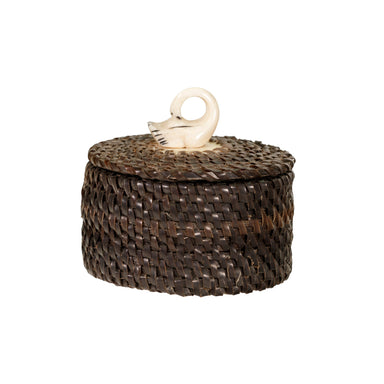 Inupiaq Baleen Basket by Elijah Attungana, Native, Basketry, Vertical