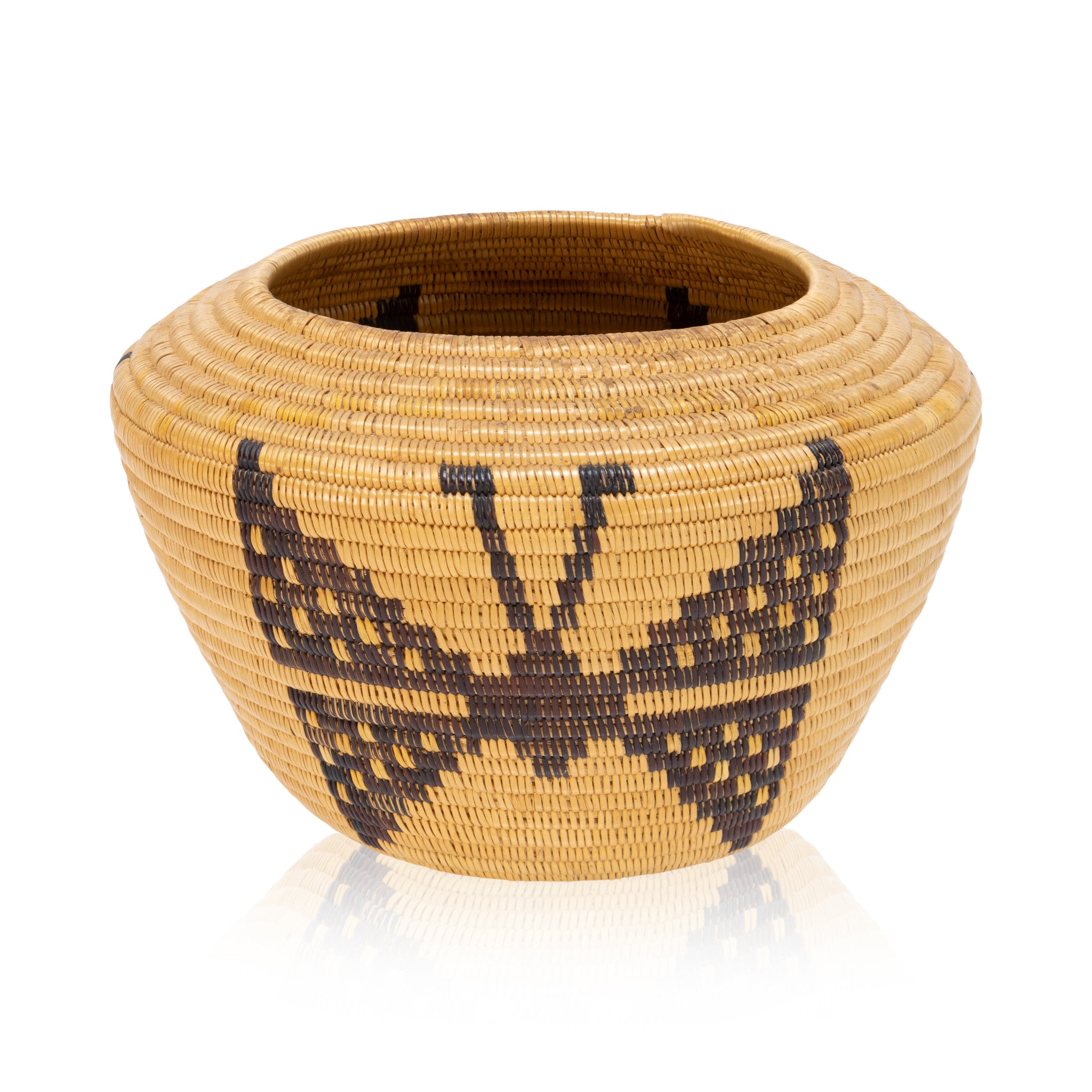 Panamint Pictorial Butterfly Basket, Native, Basketry, Vertical