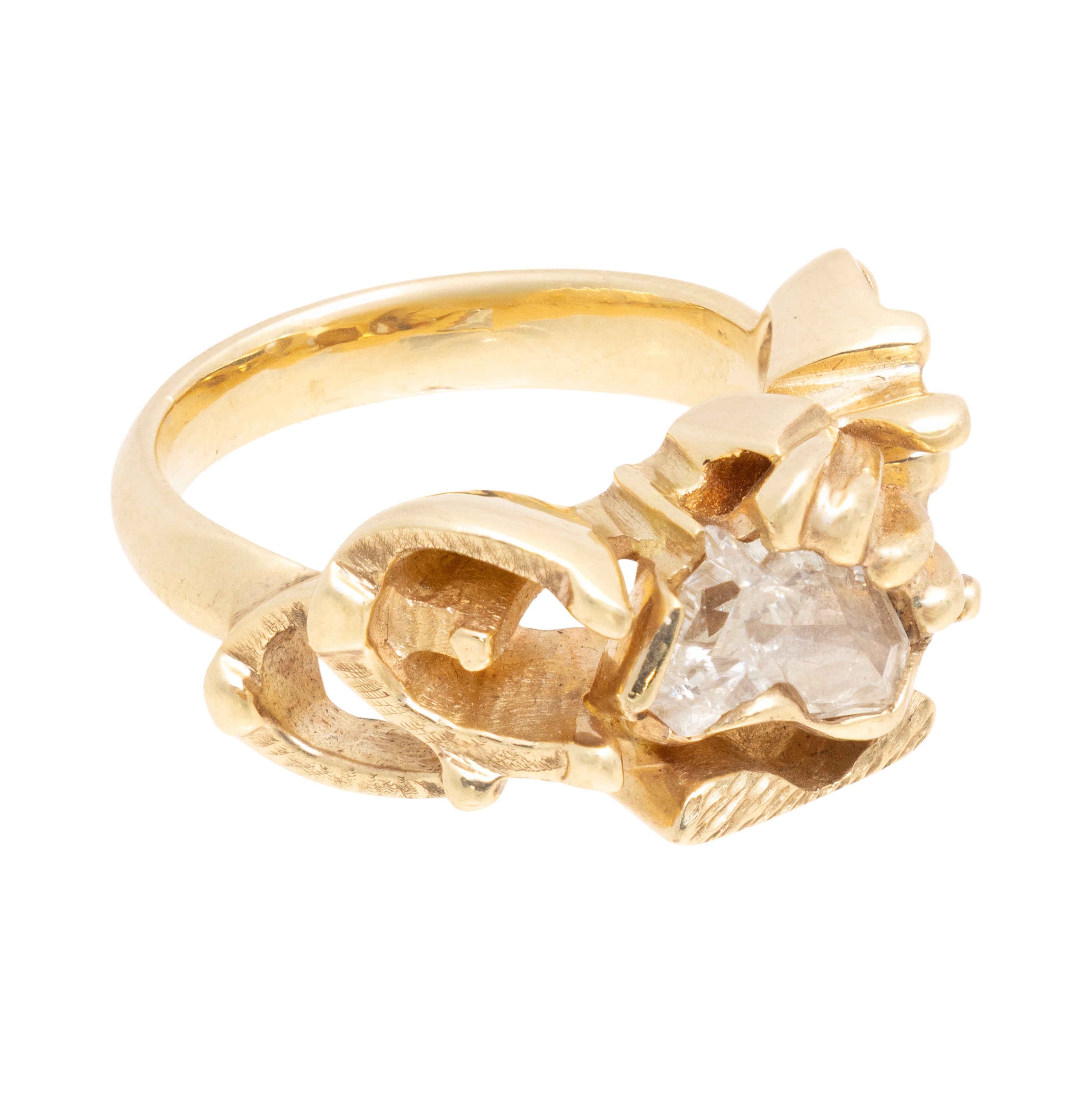 Gold Ring with Horse Head Diamond, Jewelry, Ring, Estate