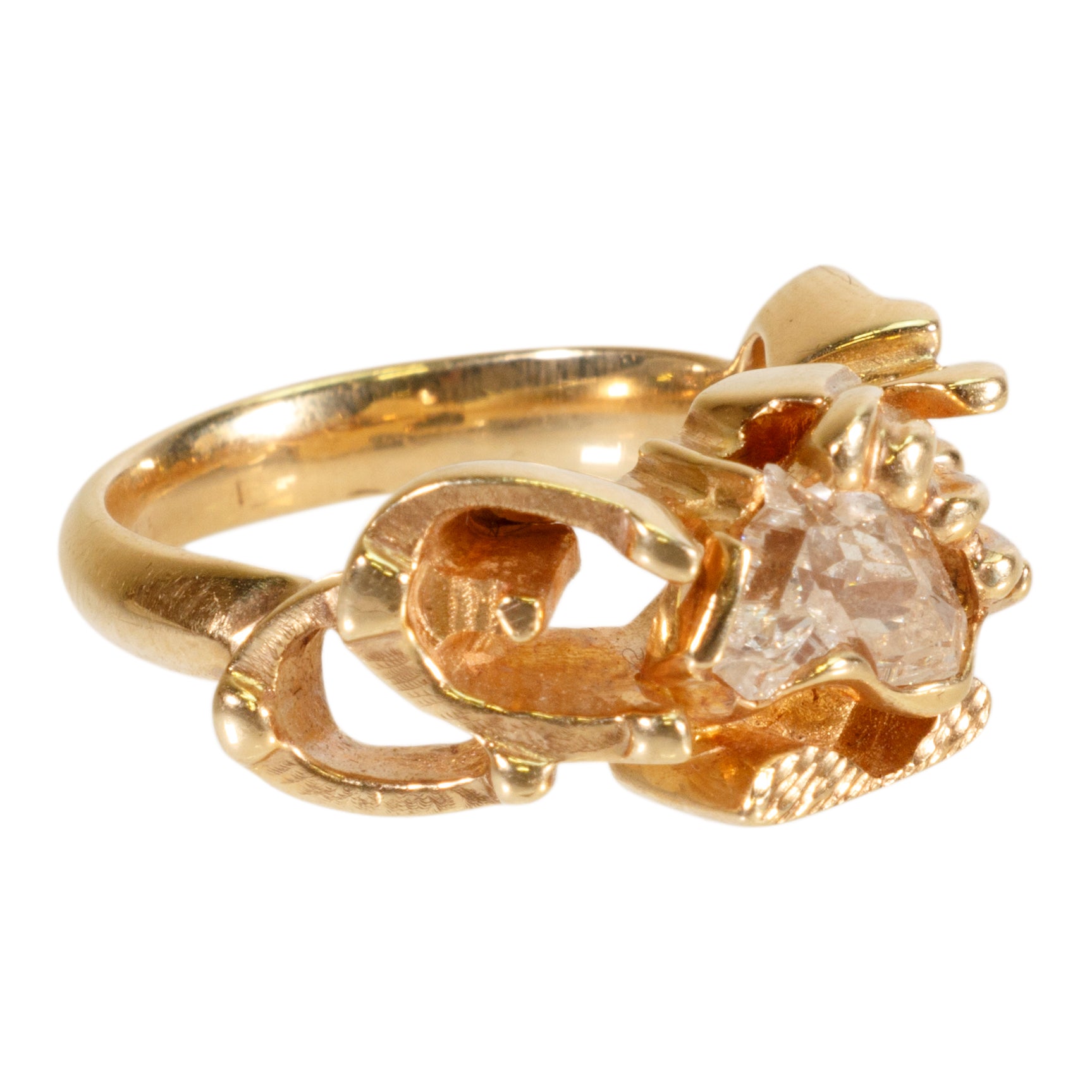 Gold Ring with Horse Head Diamond