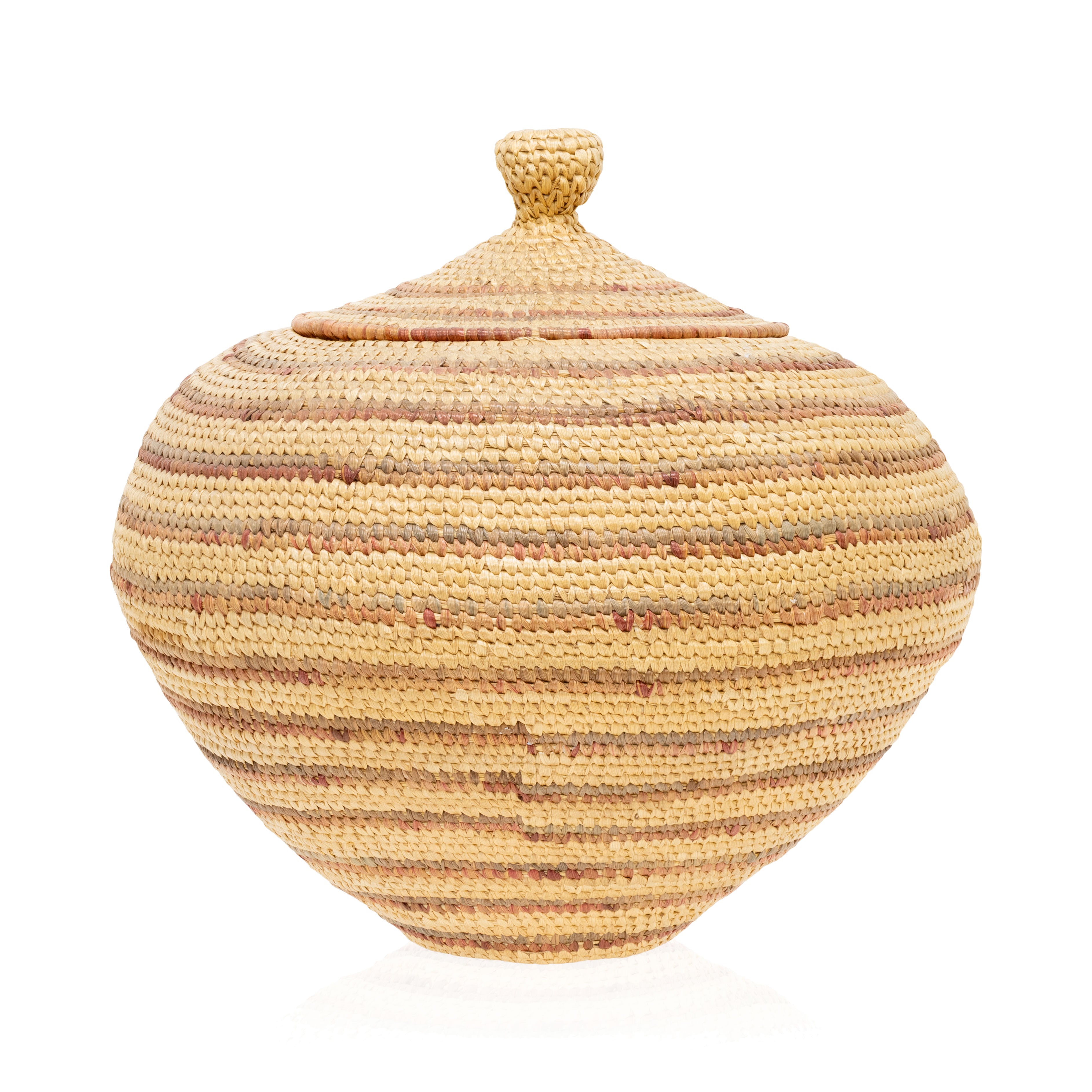 Hupa Bay Lidded Basket, Native, Basketry, Vertical