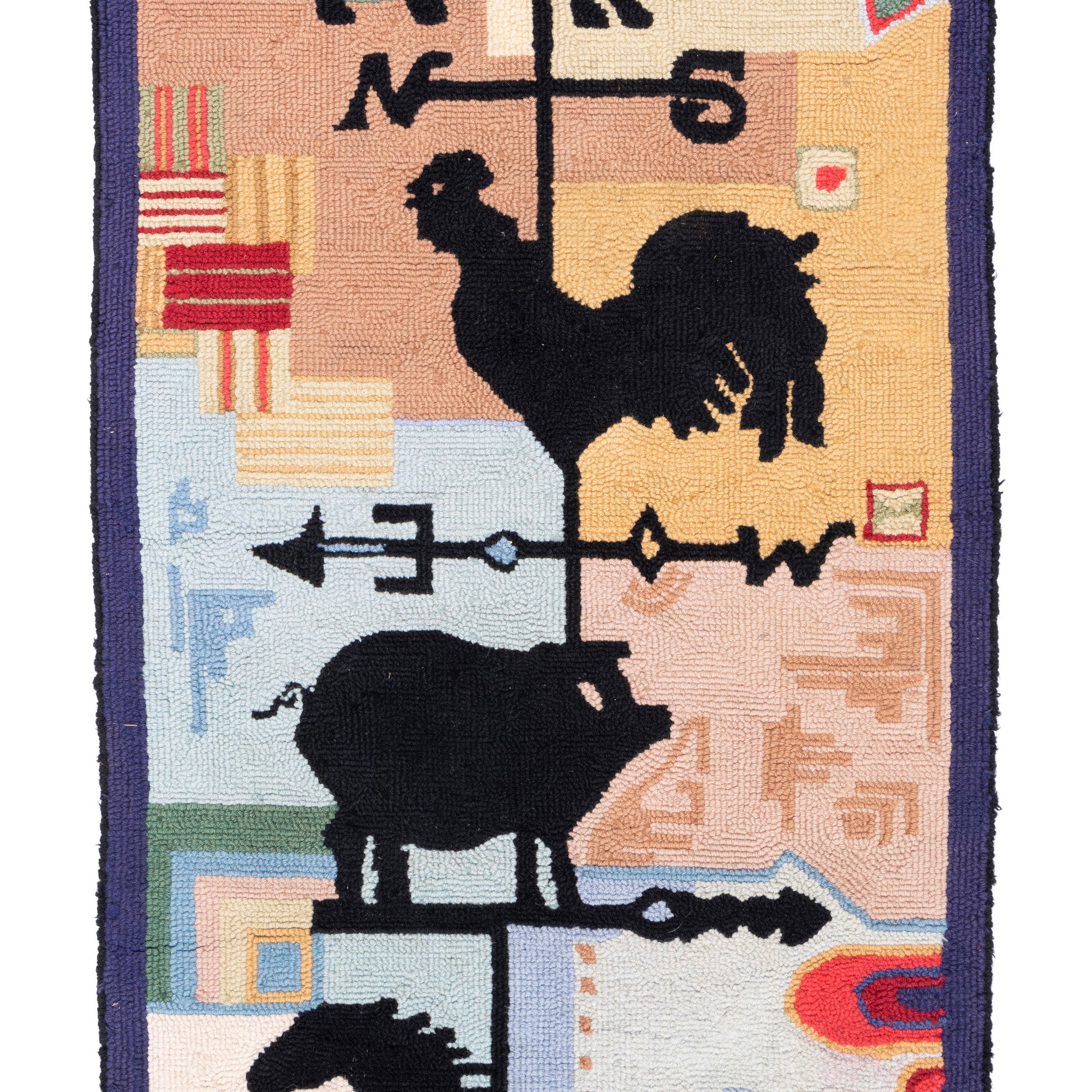 Folk Art Rug with Weather Vanes