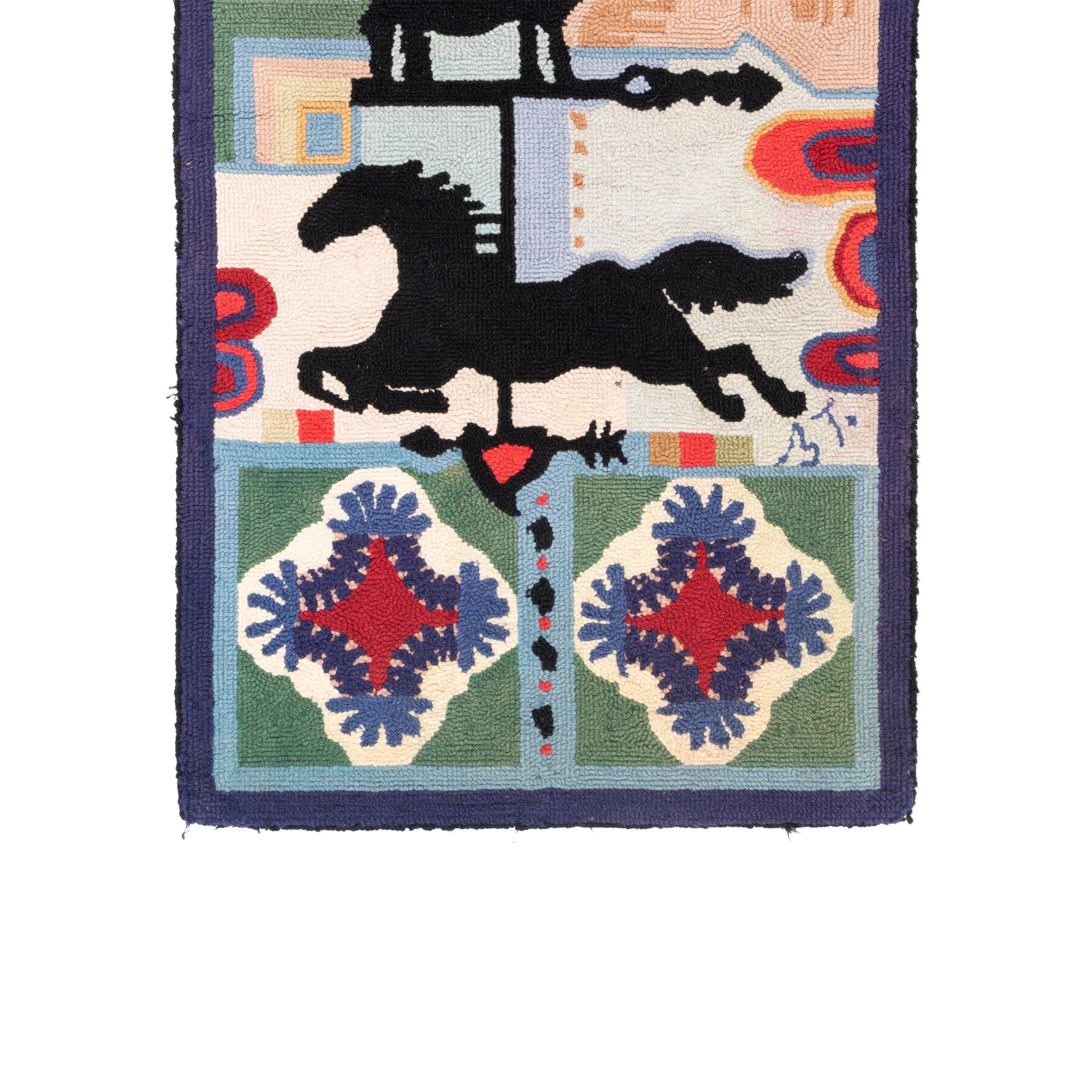 Folk Art Rug with Weather Vanes