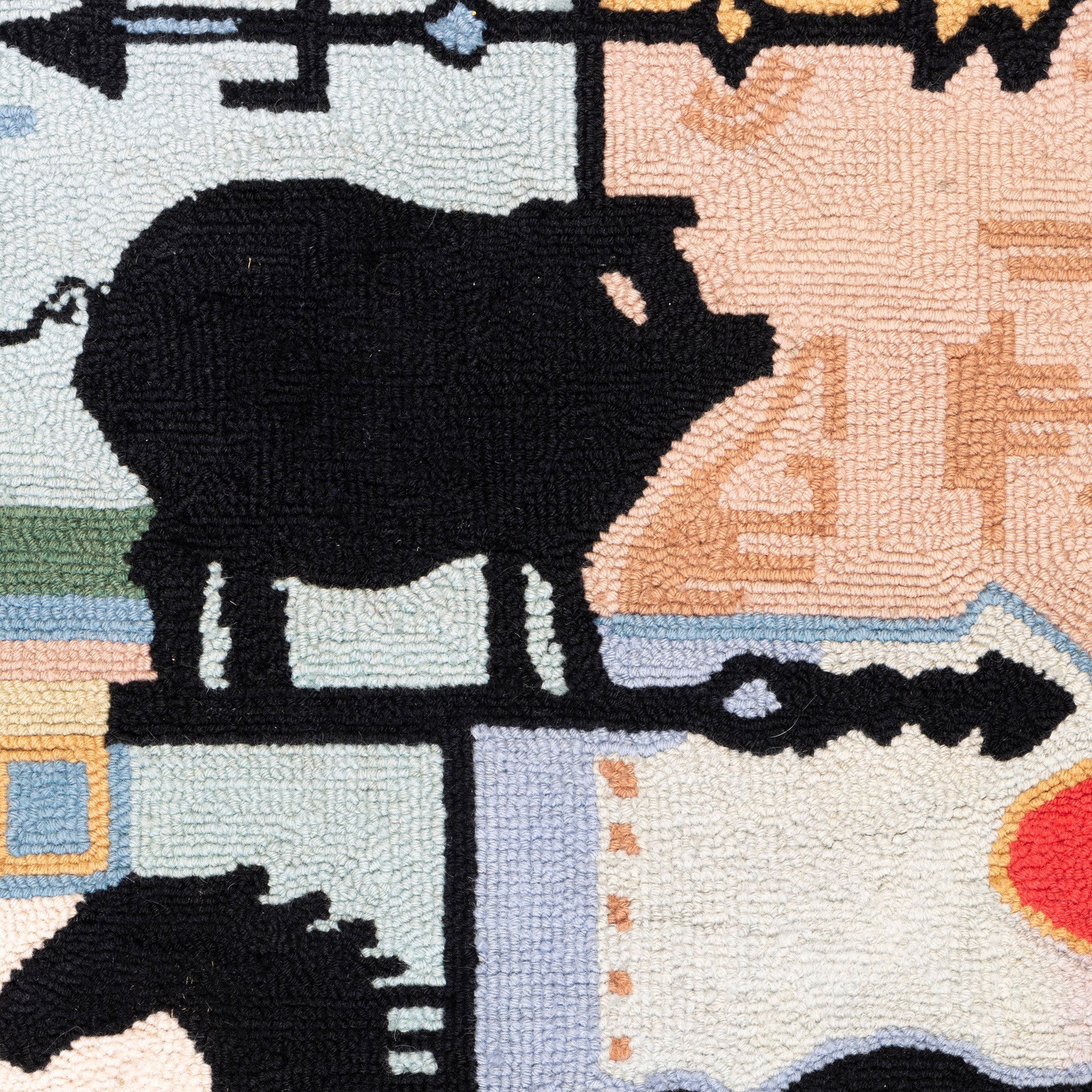 Folk Art Rug with Weather Vanes