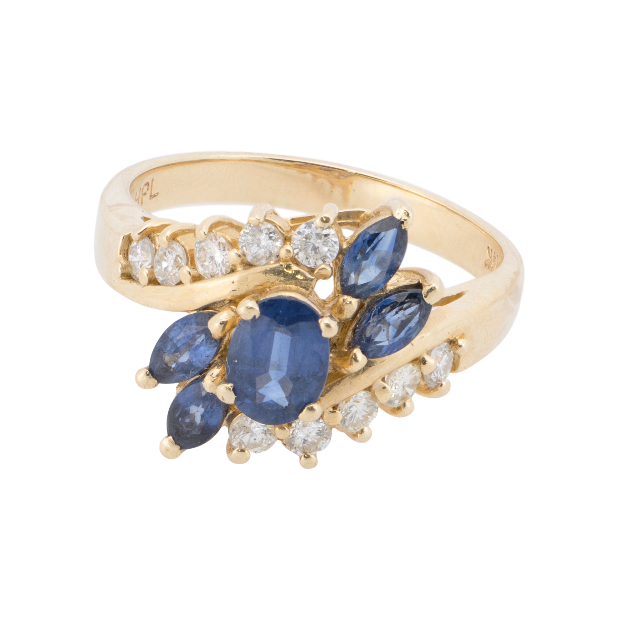 14k Gold Diamond Sapphire Ring