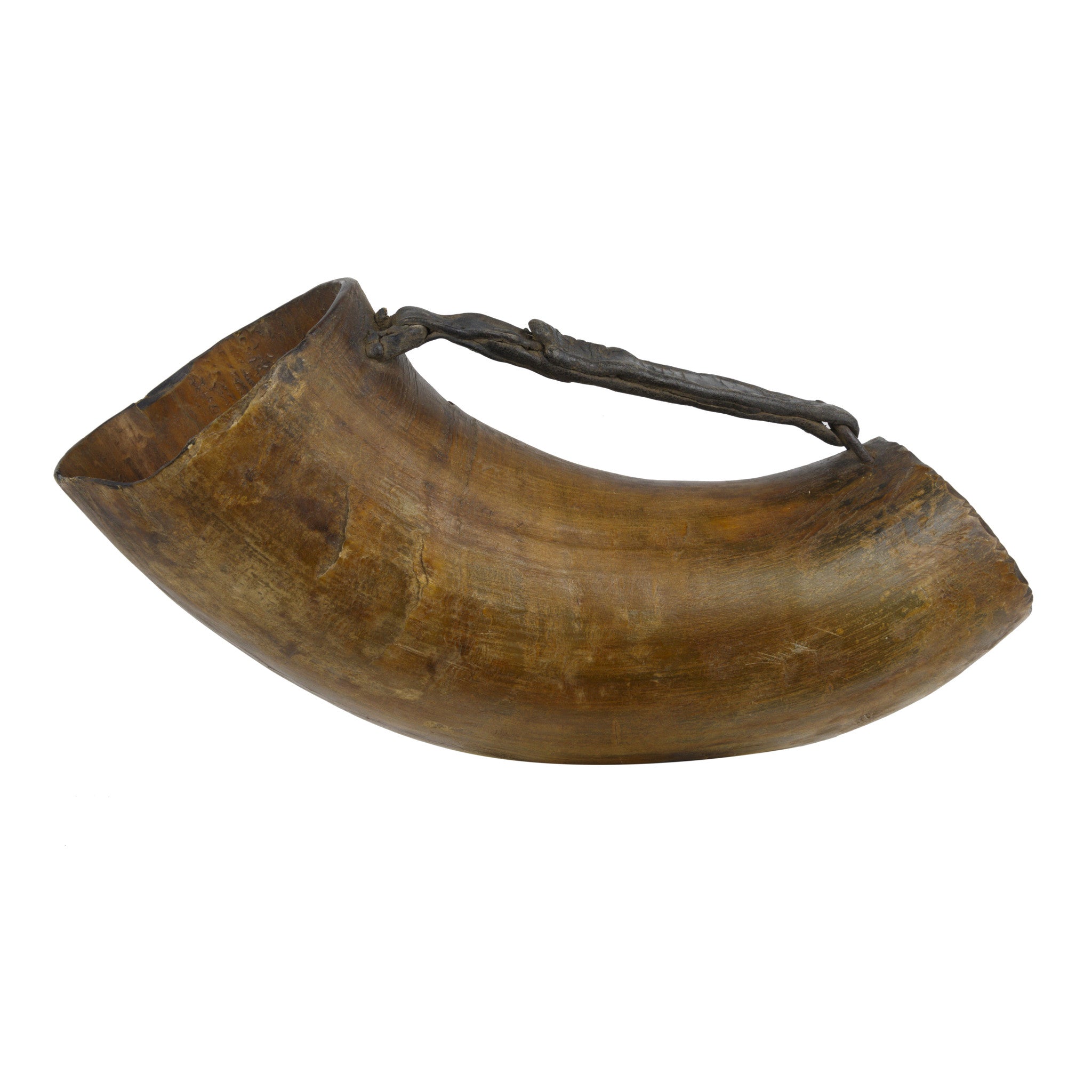 Ox Horn & Harness Leather Frontier Drinking Horn, Western, Drinking, Glass