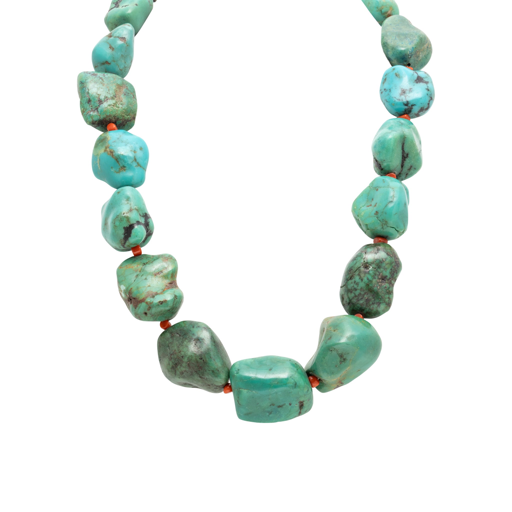 Navajo Turquoise and Coral Necklace, Jewelry, Necklace, Native