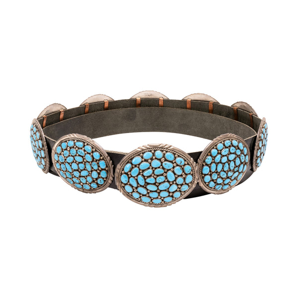 Navajo Silver and Turquoise Concho Belt, Jewelry, Belt, Native