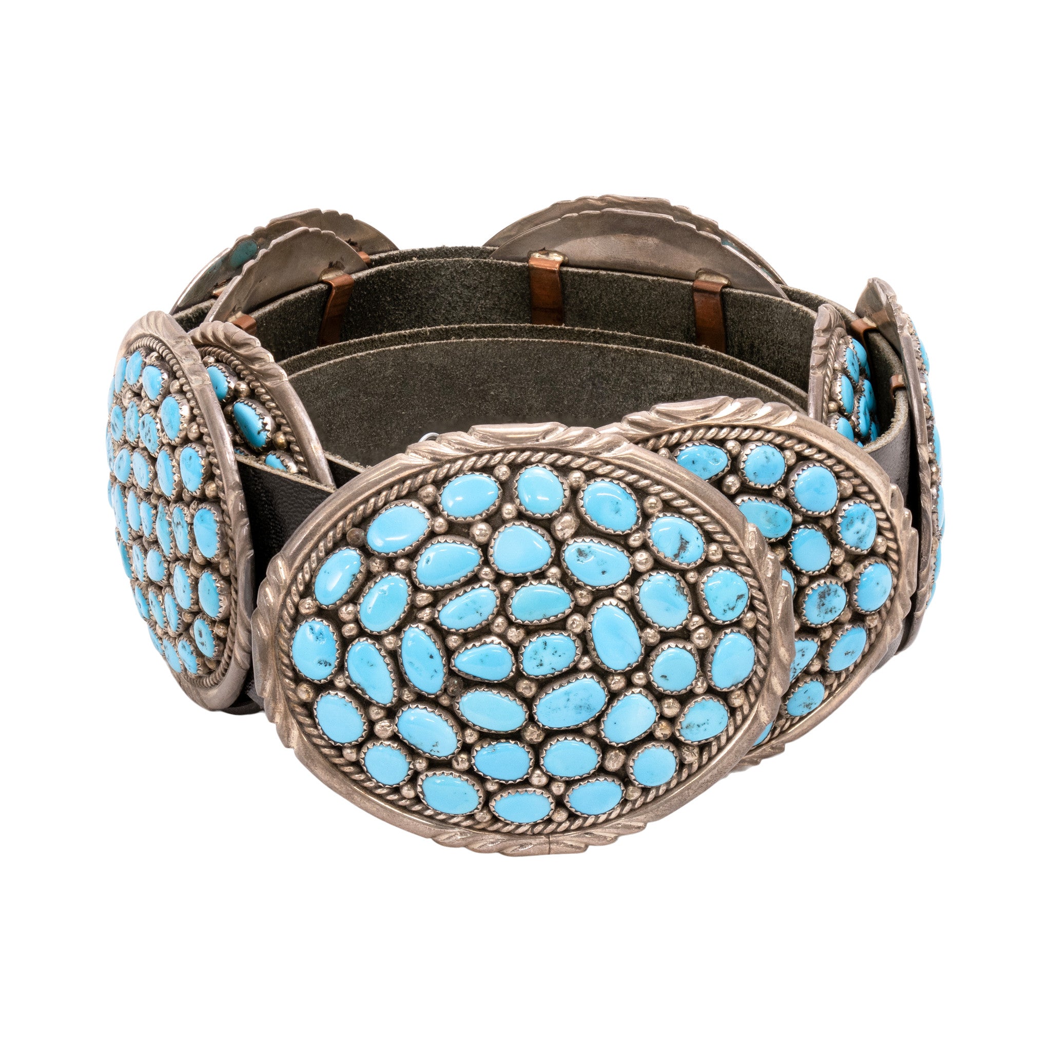 Navajo Silver and Turquoise Concho Belt
