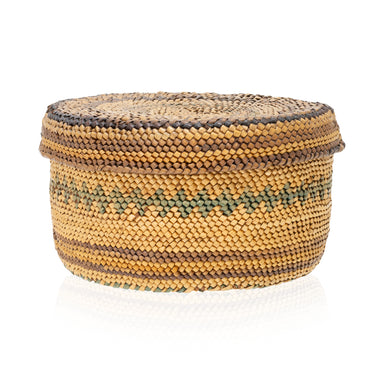 Makah Lidded Basket, Native, Basketry, Vertical