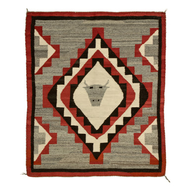 Navajo Ganado Steer Head Pictorial, Native, Weaving, Floor Rug