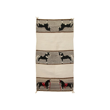 Navajo Horse Pictorial Double Saddle Blanket, Native, Weaving, Double Saddle Blanket