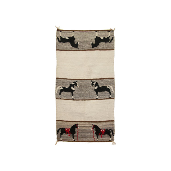 Six Horse Pictorial, Native, Weaving, Double Saddle Blanket