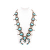 Navajo Kingman Squash Blossom Necklace