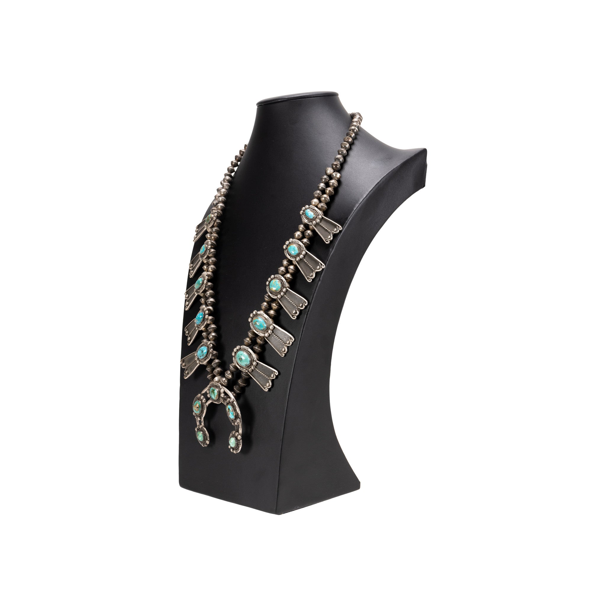 Navajo Red Mountain Squash Blossom Necklace