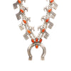Navajo 12 Stone Coral Squash Blossom Necklace