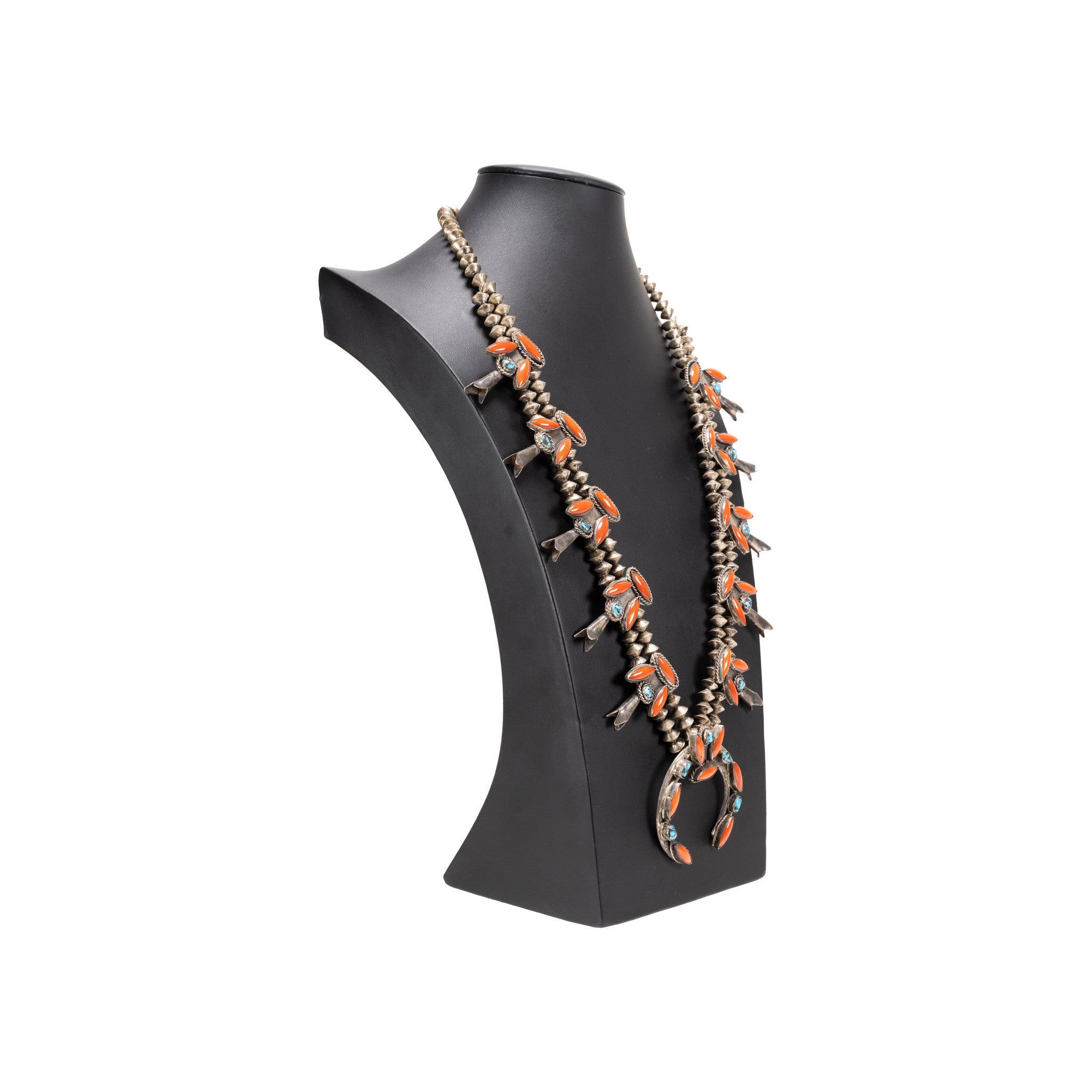 Navajo Coral and Turquoise Squash Blossom