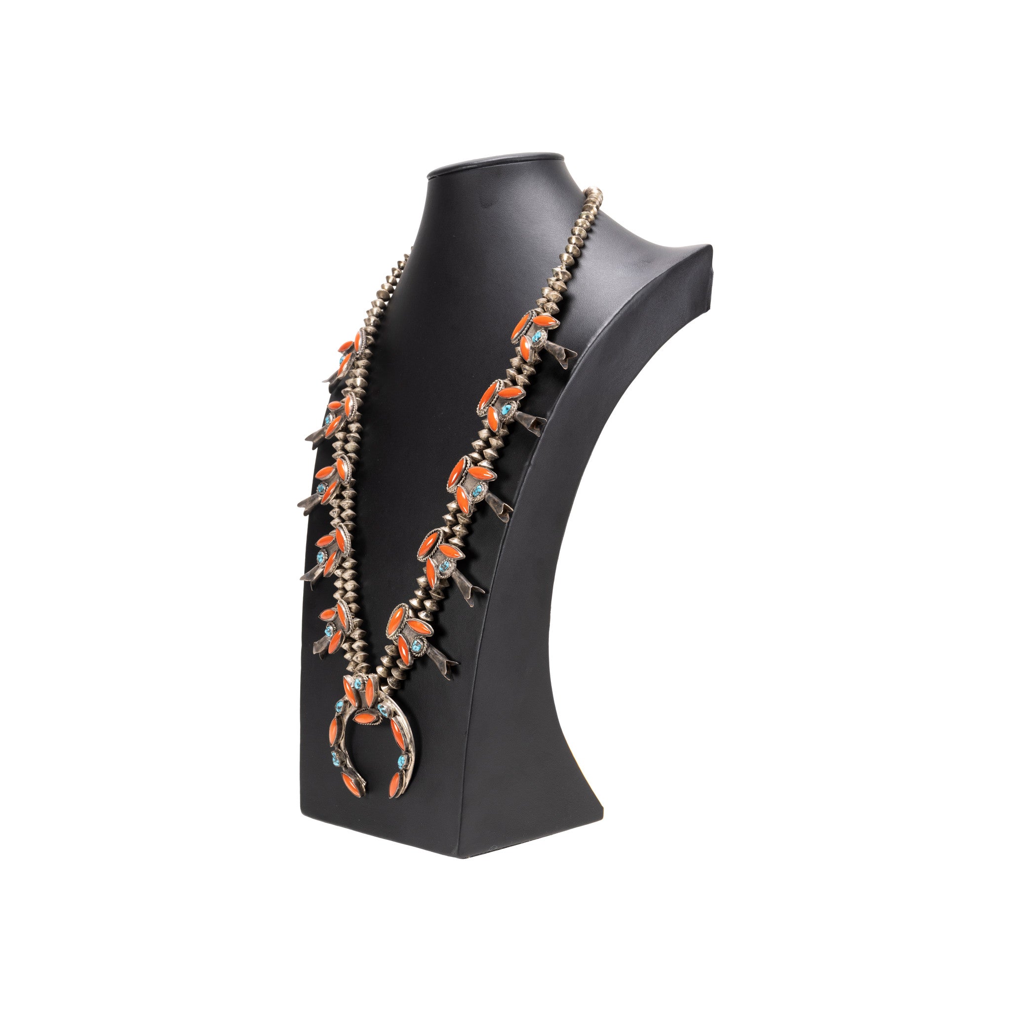 Navajo Coral and Turquoise Squash Blossom