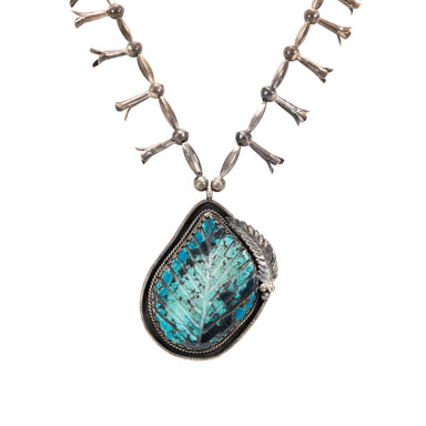 Navajo Turquoise Pendant Necklace, Jewelry, Squash Blossom, Native