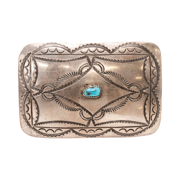Navajo Stamped Single Nugget Belt Buckle, Jewelry, Buckle, Native