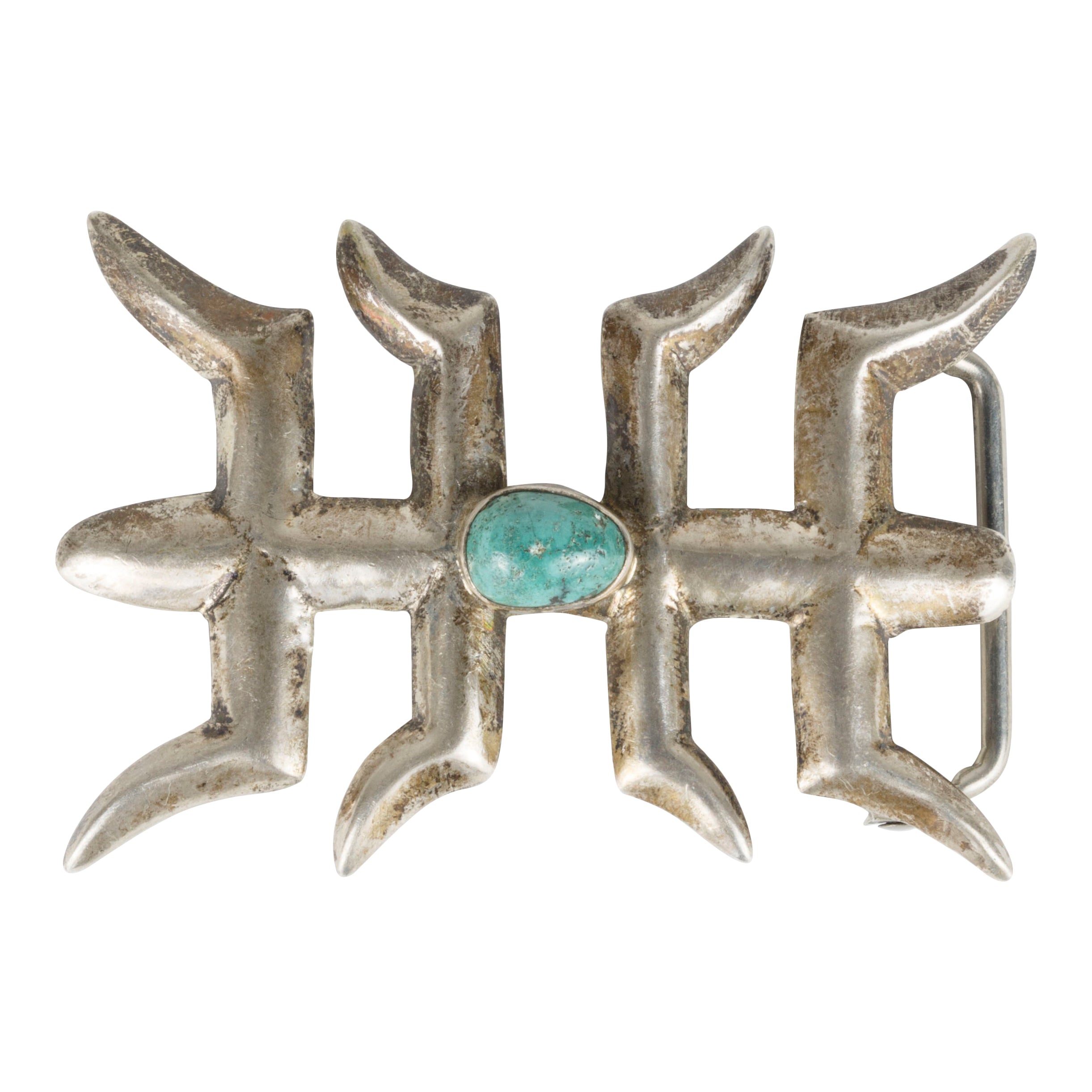 Navajo Sandcast Kingman Turquoise Buckle, Jewelry, Buckle, Native