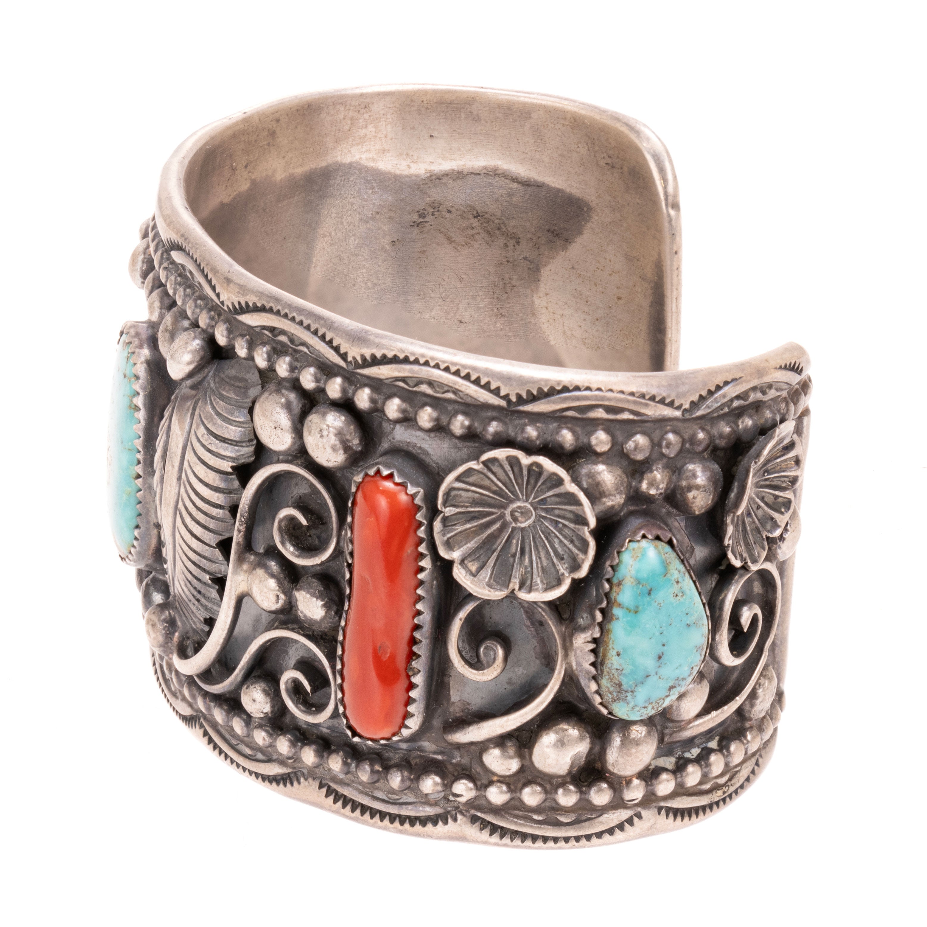 Navajo Turquoise and Coral Bracelet
