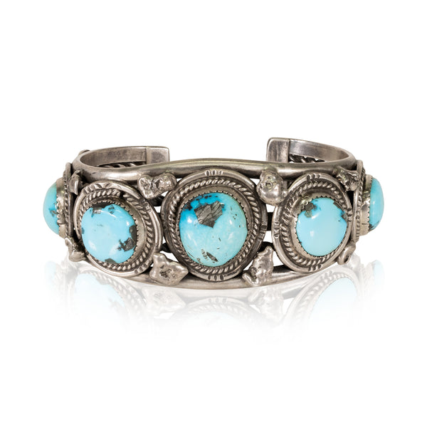 Navajo Kingman Turquoise and Sterling Bracelet, Jewelry, Bracelet, Native